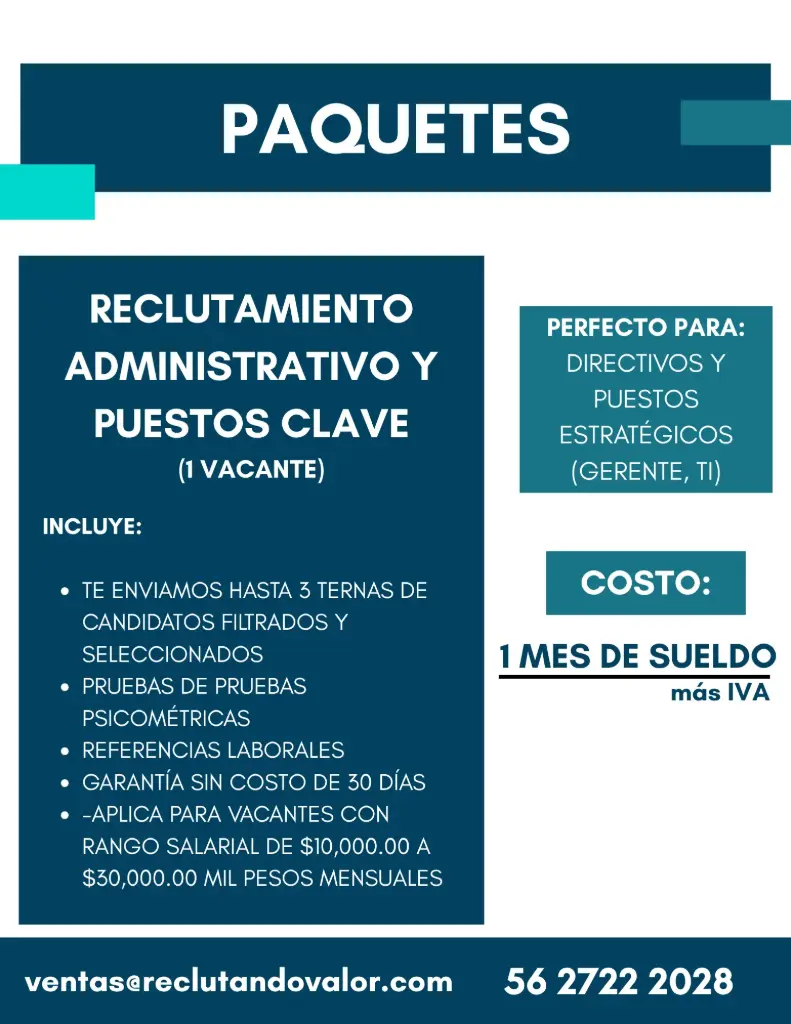 Paquete de Reclutamiento Administrativo y Puestos Clave